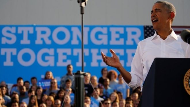 U.S. President Barack Obama delivers remarks at a North Carolina Democratic Party "Get Out the Early Vote" campaign event for Hillary Clinton at the University of North Carolina at Chapel Hill, North Carolina, U.S. November 2, 2016