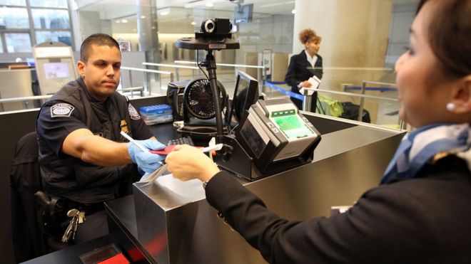 Control de pasaportes del CBP en EE.UU.