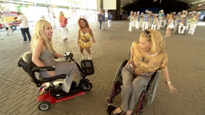 Vivi (middle) and Elizabeth (right) showing me some moves in rehearsals for the Paralympic One Year to Go celebrations