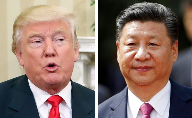 This combination of two 2016 file photos shows, U.S. President-elect Donald Trump, left, talking with President Barack Obama at White House in Washington, U.S.A. on 10 November, and China's President Xi Jinping arriving at La Moneda presidential palace in Santiago, Chile, on 22 November