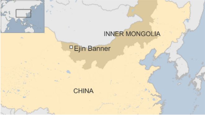 A map showing the Inner Mongolia region of China