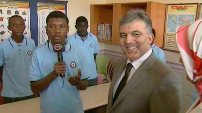 The Turkish government used to support the Gulen schools; here former Turkish president Abdullah Gul attends the opening of the Light Academy in Nairobi in 2008