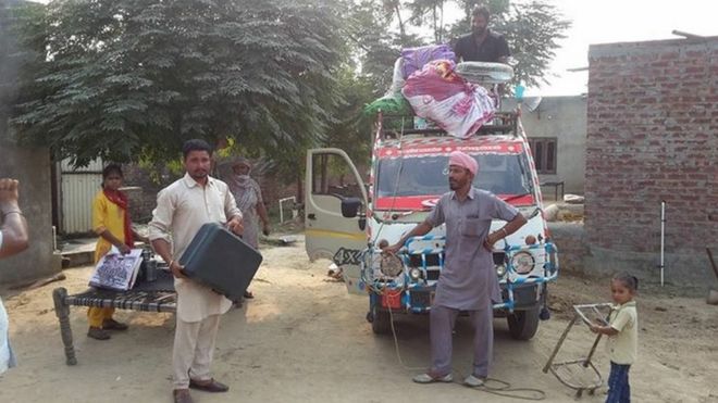 Villagers evacuating