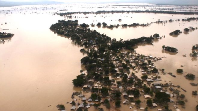 Aerial pictures of one of the worst-affected flood areas in upper Burma, in the town of Kalay