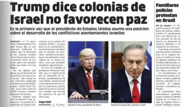 Foto de Alec Baldwin imitando a Donald Trump junto a una imagen del primer ministro de Israel Benjamin Netanyahu