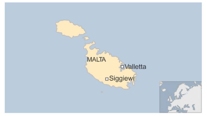Map of Siggiewi in Malta