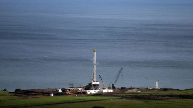 An oil exploration tower is pictured in Tonya on the shore of Lake Albert, Uganda. File photo