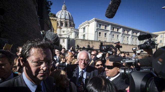 Mr Sanders has said he and Pope Francis share the same views on inequality