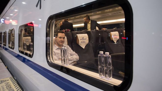 George Osborne on a train leaving north west China