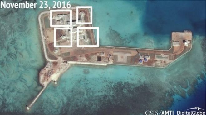 Một viện chính sách năm ngoái công bố hình ảnh được cho là chụp các căn cứ quân sự trên một số hòn đảo