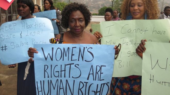 Pro-choice abortion campaigners in Sierra Leone - 2016