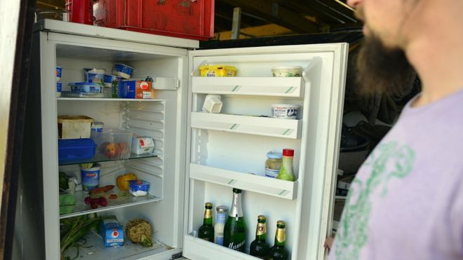 Man opens a refrigerator in Germany 2012