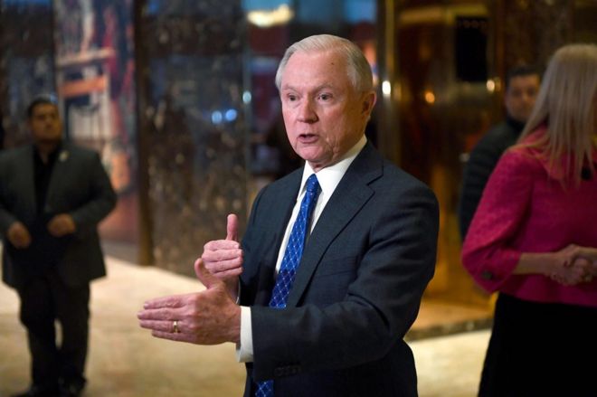 Senator Jeff Sessions talking at Trump Towers