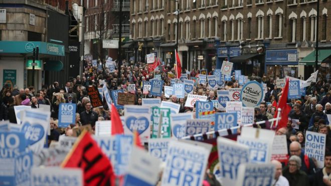 Thousands marching in protest to NHS funding