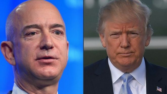 Trump acusa a Bezos de que Amazon no paga los impuestos que debiera.