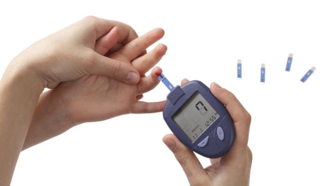 Diabetes - blood sugar testing - stock photo