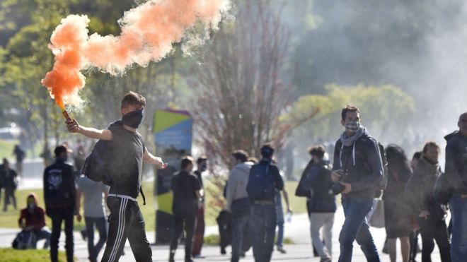 Protest against proposed labour reforms in Nantes. 3 May 2016