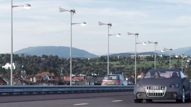 Artist's impression of the turbines on lampposts