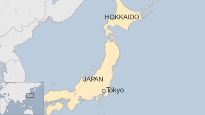 Map of Japan showing Hokkaido