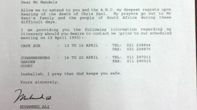 Письмо Мохаммеда Али Нельсону Манделе продали с аукциона