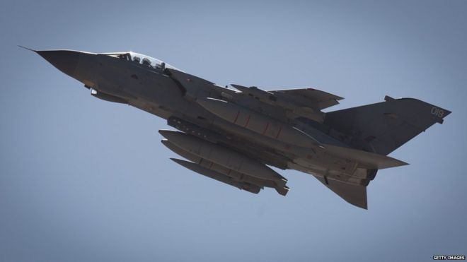 A Tornado from RAF Marham's 31 Squadron takes off from Kandahar airfield, completing the Squadron's final deployment to Afghanistan on November 11, 2014