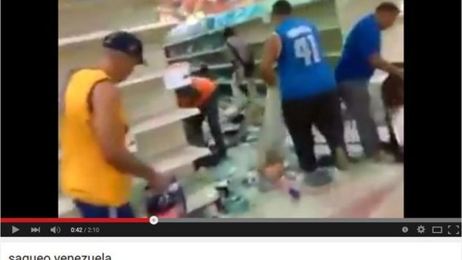 Videos such as this one, claiming to show looters ransacking a supermarket, are being widely shared in Venezuela
