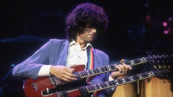 Jimmy Page playing in 1983