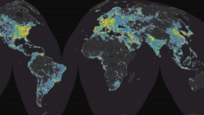Global map of brightness