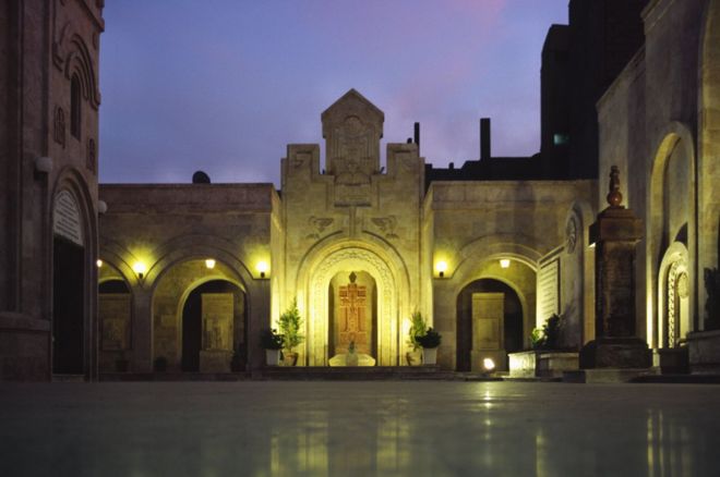 Courtyard of the church of the Armenia Martyr in Syria