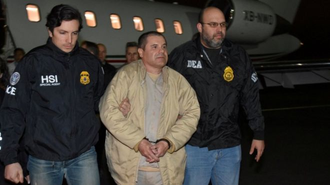Joaquin "El Chapo" Guzman arrives in Long Island, US, on 19 Jan 2017