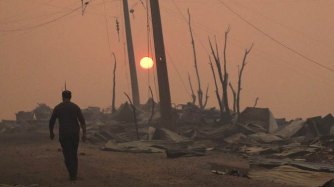 Chileno en medio de incendios