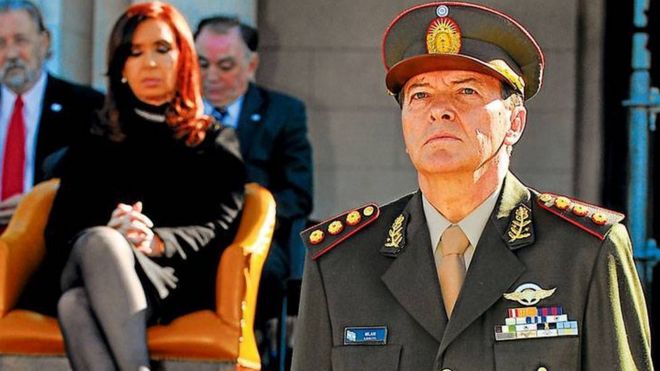 César Milani con Cristina Fernández de Kirchner.
