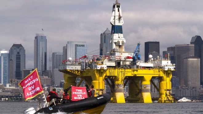 Protestors against Shell's drilling in the Arctic