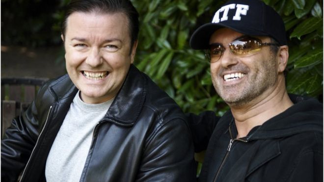 George Michael and Ricky Gervais