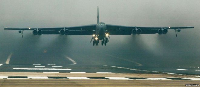 B-52 taking off