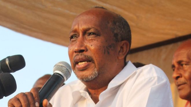 Djibouti election candidate Djama Abdourhaman Djama makes a speech