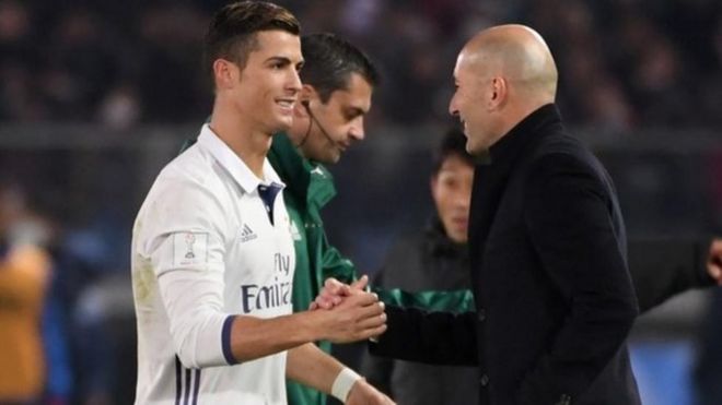 Ronaldo na mkufunzi wa Real Madrid Zinedine Zidane