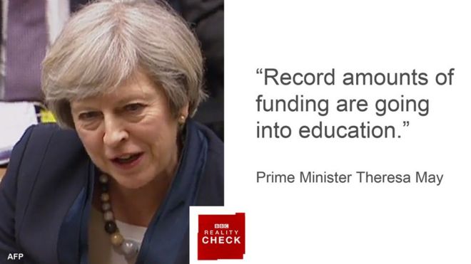 "Record amounts of funding are going into education." - Prime Minister Theresa May