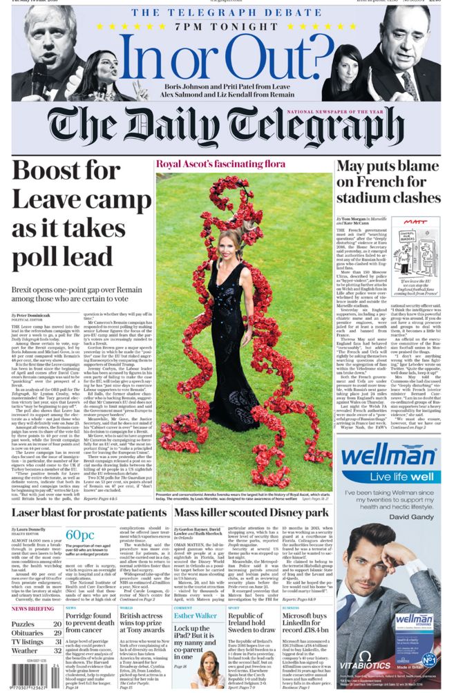 Telegraph front page