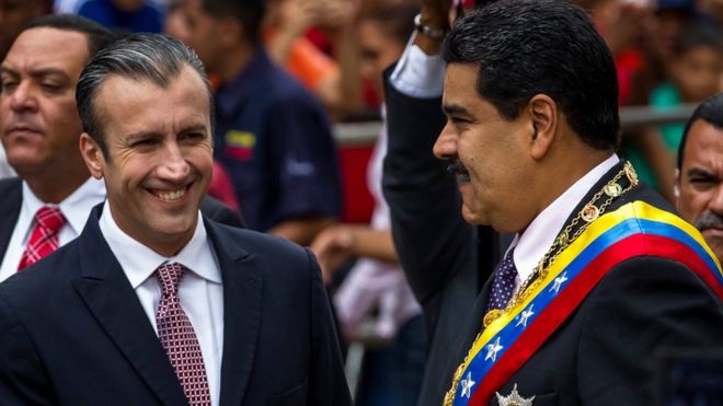Tareck el Aissami y Nicolás Maduro