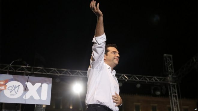 Alexis Tsipras addresses No rally on 3 July
