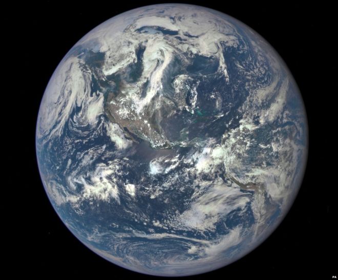 Earth photographed from one million miles way by a NASA camera