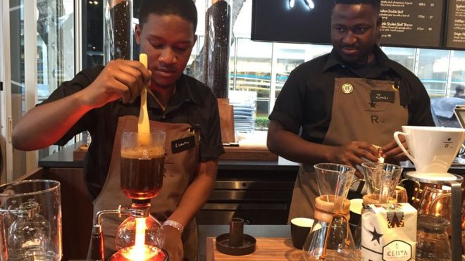 Starbucks baristas in Johannesburg, South Africa