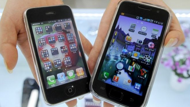 Apple and Samsung smartphones