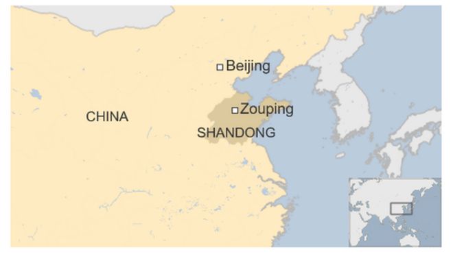 Map of Zouping, Shandong in China