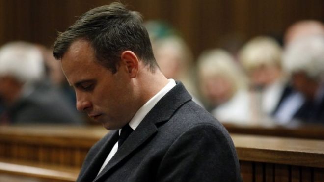 Oscar Pistorius, during his murder trial at the North Gauteng High Court in Pretoria (06 July 2016)