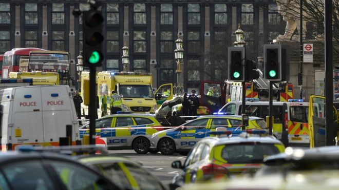 Emergency services on Westminster Bridge