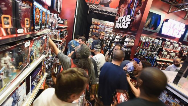 NEW YORK, NY - SEPTEMBER 04: Guests attend as Toys'R'Us Celebrates Force Friday With Out-Of-This-Galaxy Midnight Events on September 4, 2015 in New York City