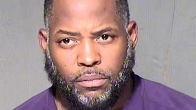 Abdul Malik Abdul Kareem also known as Decarus Thomas is pictured in this undated booking photo provided by the Maricopa County Sheriff's Office.