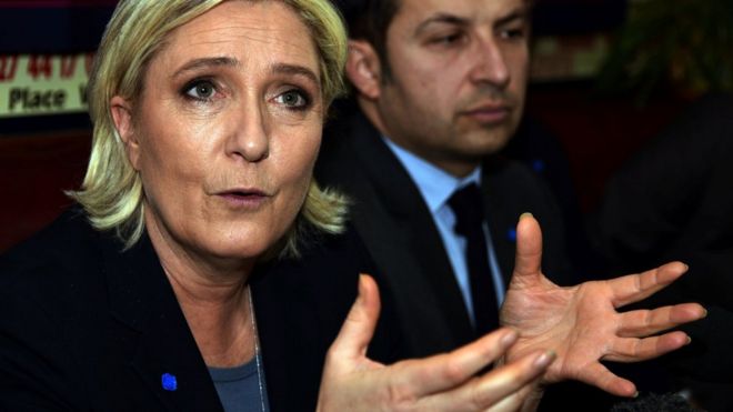 Lãnh tụ đảng cực hữu của Pháp, đảng Mặt trận Quốc gia, và là ứng viên Tổng thống, bà Marine Le Pen, 27/01/2017